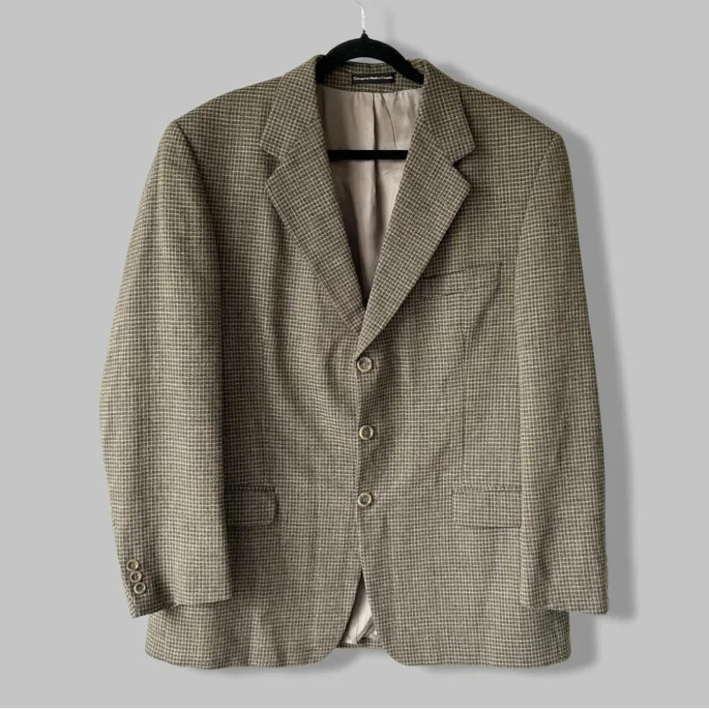 Vintage Moores Union Made Pure Wool High Twist Checked Blazer